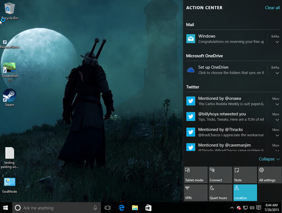 Windows 10 Action Center